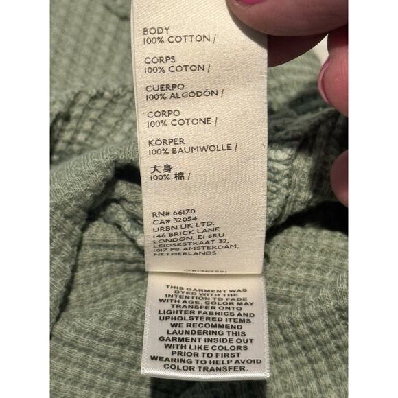 Free People Close To You Cotton Waffle Knit Top In Cool Moss Sage Sz L Comfy - Picture 9 of 9